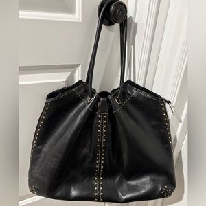 🍎🍎SOLD🍎🍎Black Leather Studded Tote Bag, Michael Kors